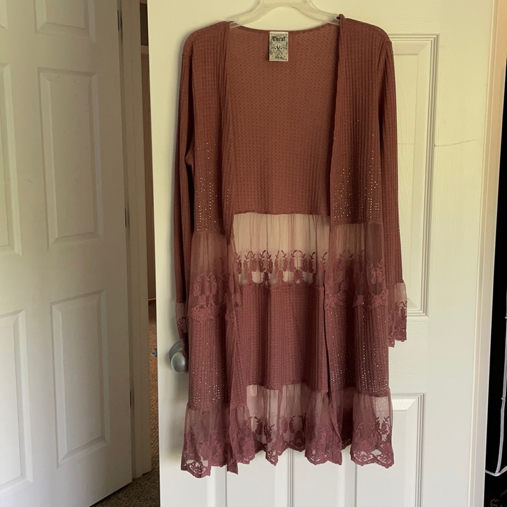 Rose waffle knit cardigan